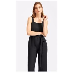 Everlane The Linen Square Neck Jumpsuit Washed black